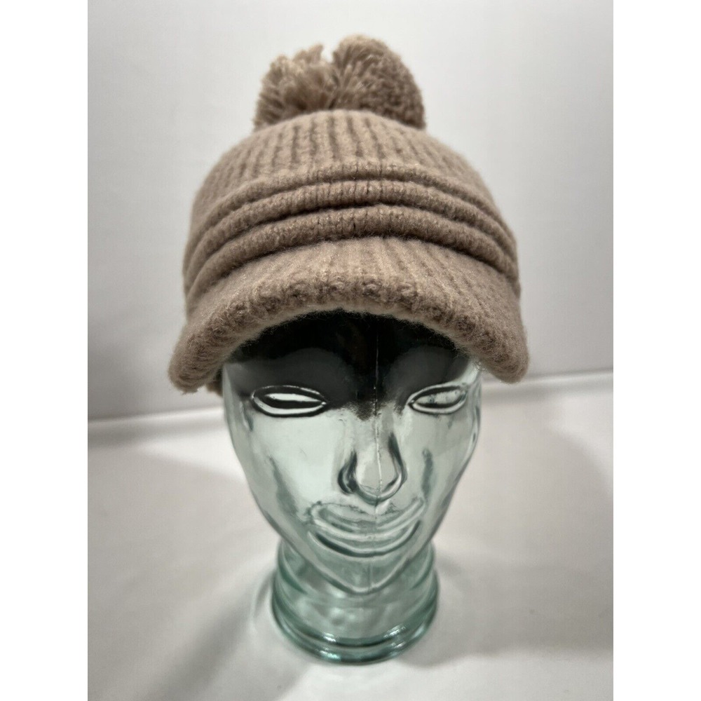 Womens‎ Knit Visor Beanie Beige Crochet Winter Cottagecore Cozy Hat